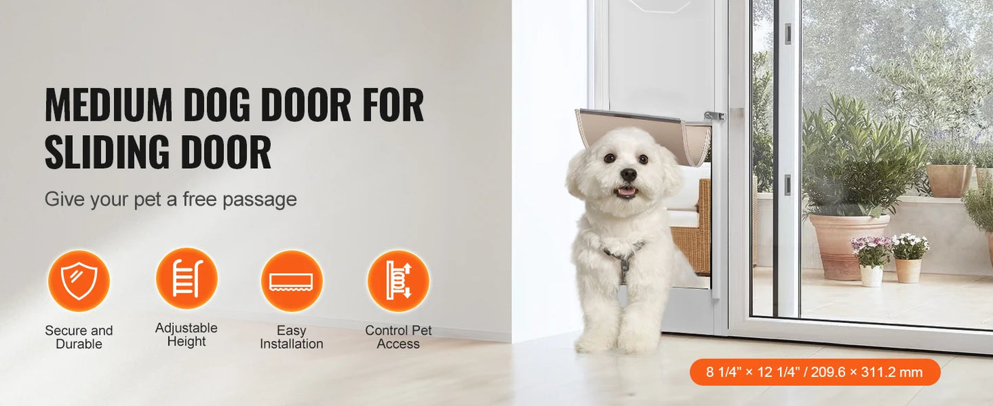 Dog Door For Sliding Glass Door Aluminum Frame Durable Pet