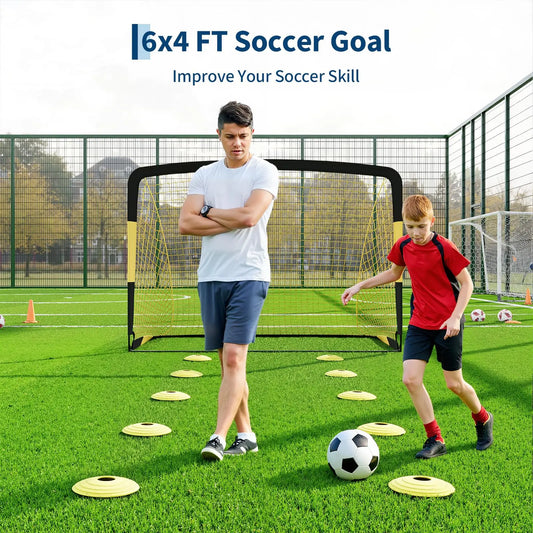 HiMISS Pop Up Soccer Goal Set For Backyard Training Kit With Cones