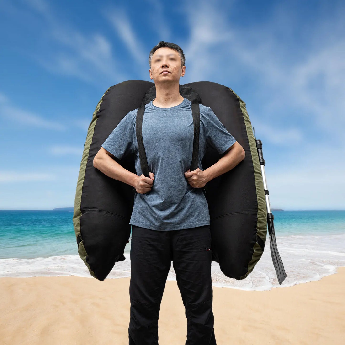 Outdoor Inflatable Fishing Boat With Adjustable Backrest