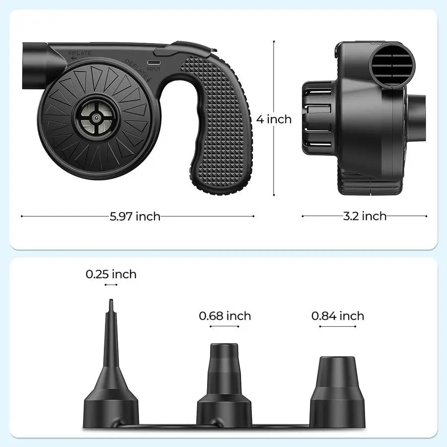 Rechargeable Electric Air Mattress Pump With QuickFill Inflator