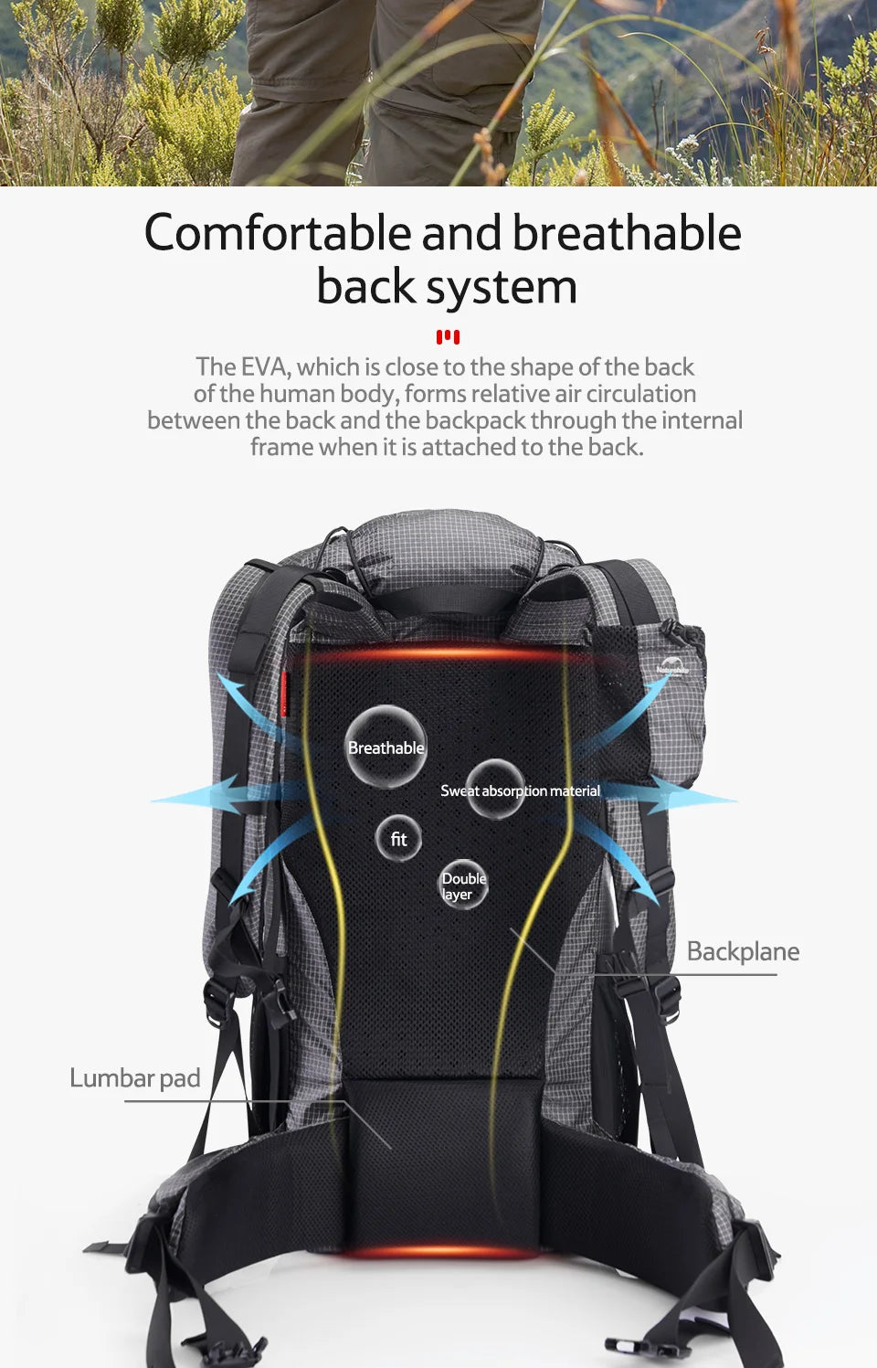 Naturehike Outdoor Mountain Backpack Waterproof With Rain Cover