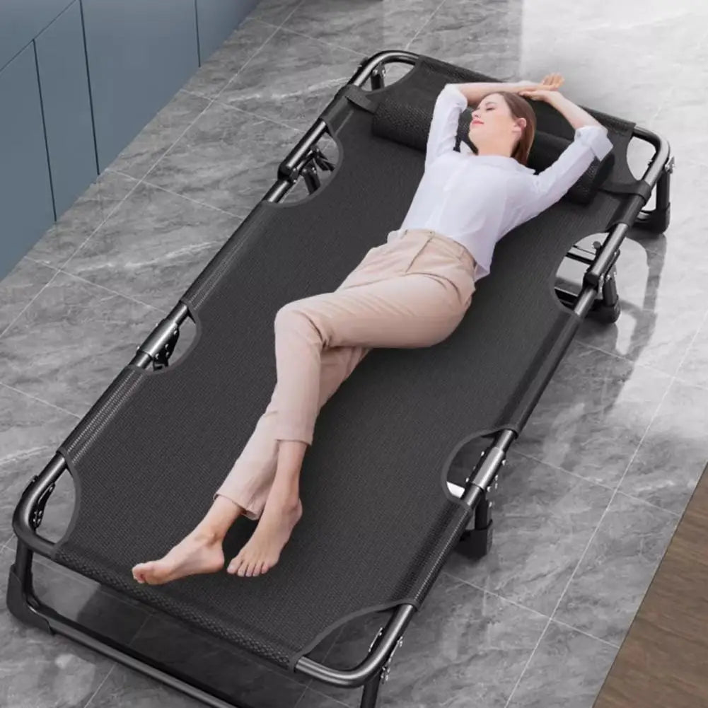 Camping Cot Adjustable Reclining Folding Chaise With Pillow