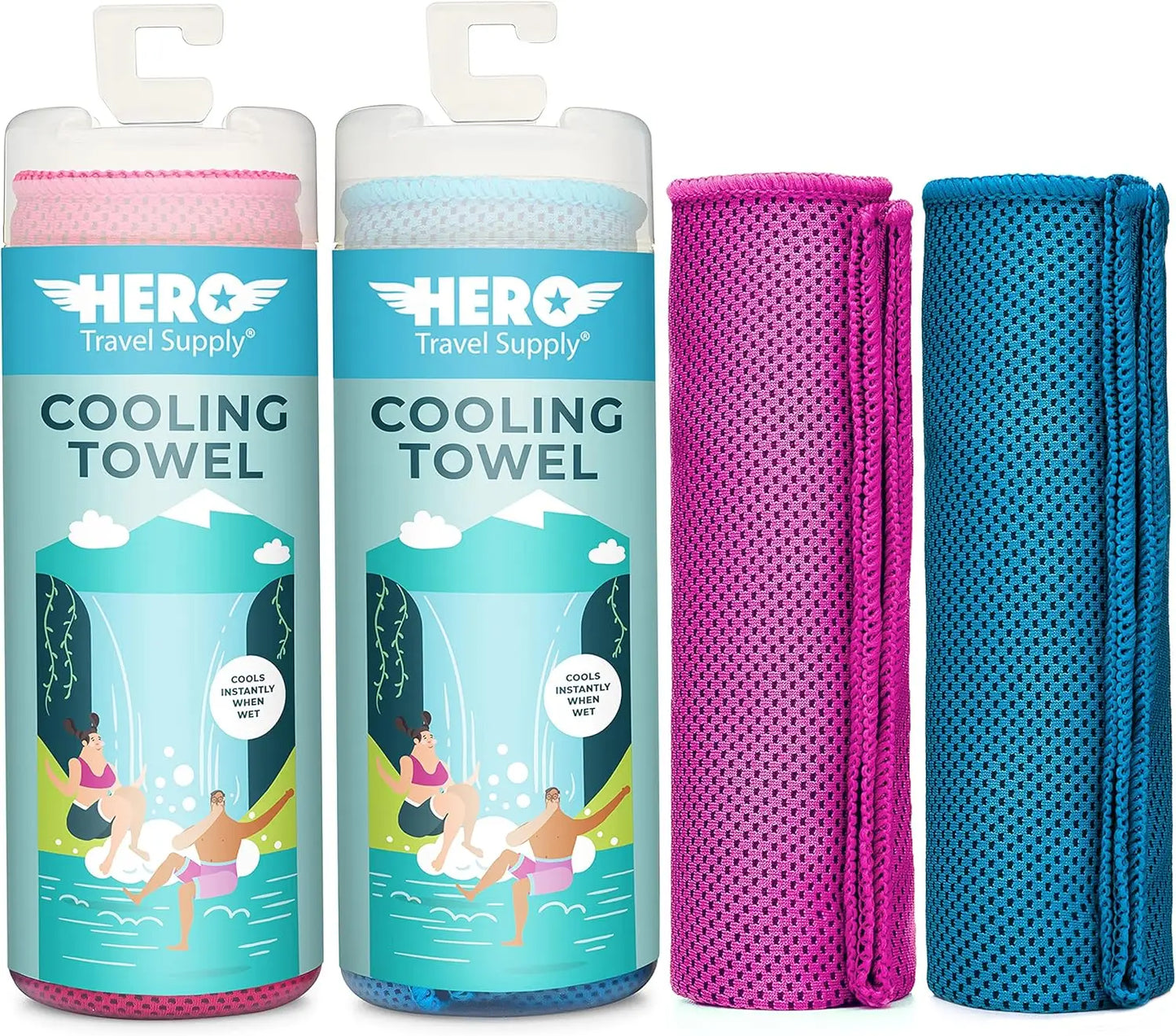 Two-Pack Cooling Towels for Travel and Sports Microfiber Ultra Soft