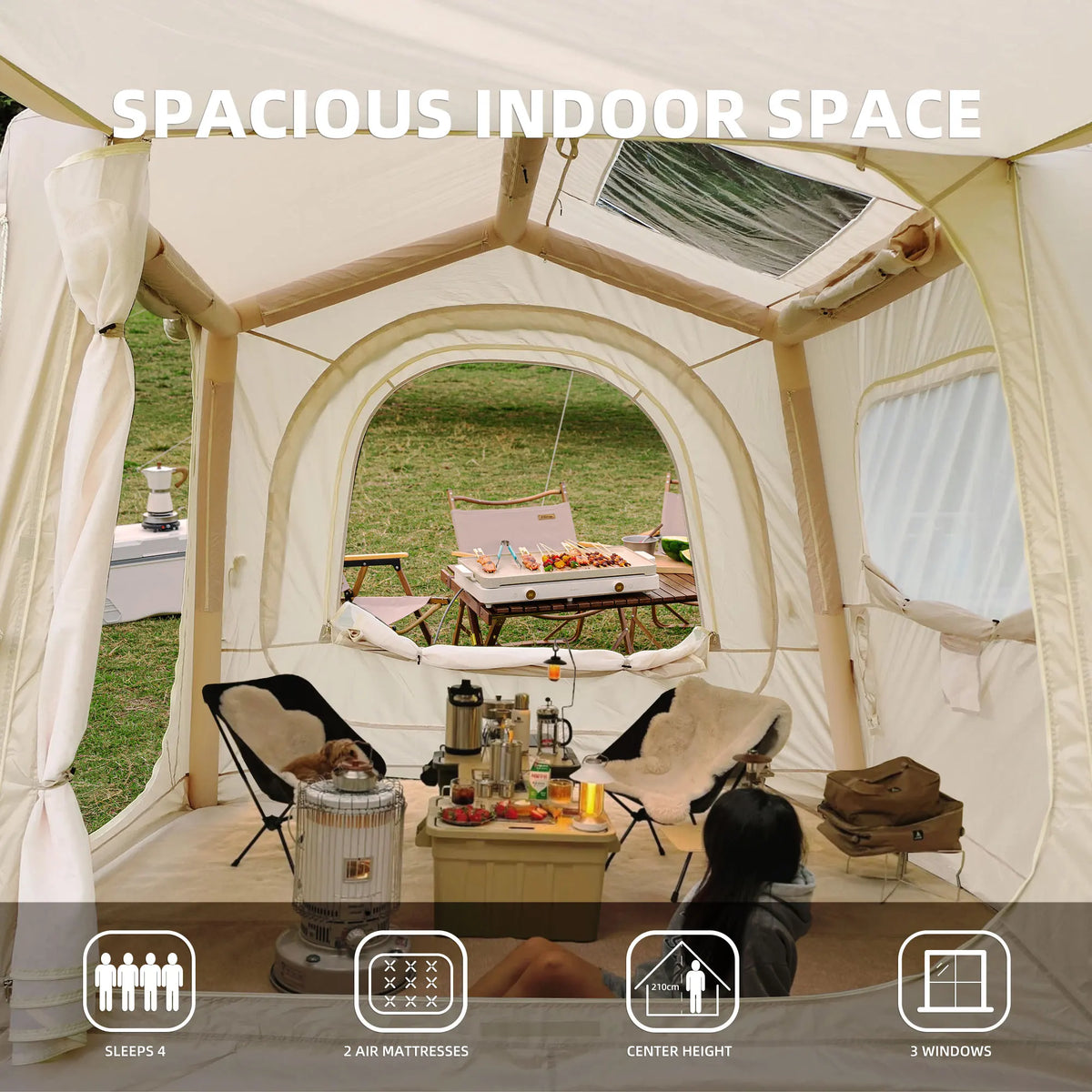 Waterproof Double Layer Inflatable Camping Tent With Easy Setup