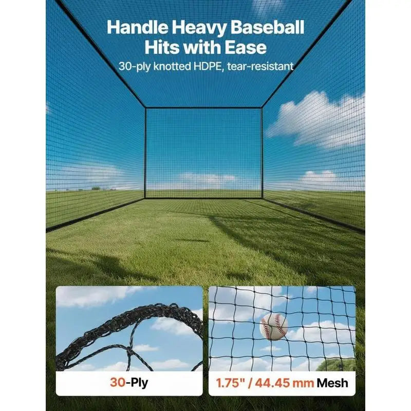 Baseball Batting Cage, 41.7 x 12.8 x 10.1 FT Freestanding Portable Batting Cage, Hitting Cages with 30-Ply Knotted HDPE & Carabiner Hooks, Battings Cages Netting for Indoor, Outdoor (NET ONLY)