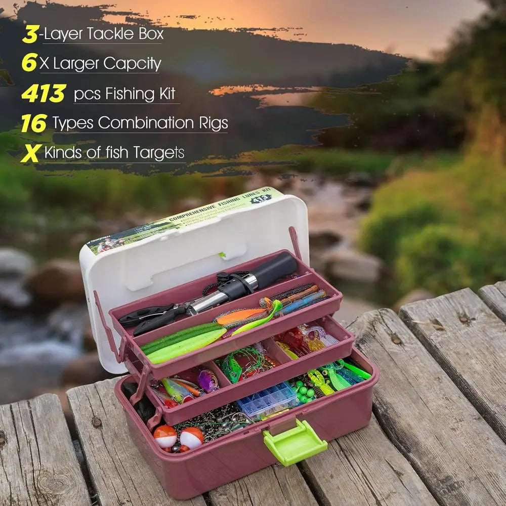 Complete Bass Fishing Kit for Freshwater with Topwater Lures, Swimbaits, Frogs & Accessories - Ideal Gift for Men