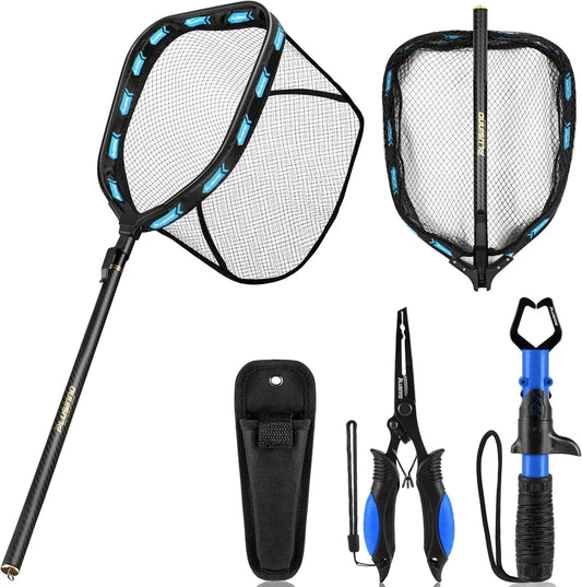 Telescoping Carbon Fiber Fishing Net with Floating Handle, Ultralight Landing Gear for Bass Trout Salmon Kayak