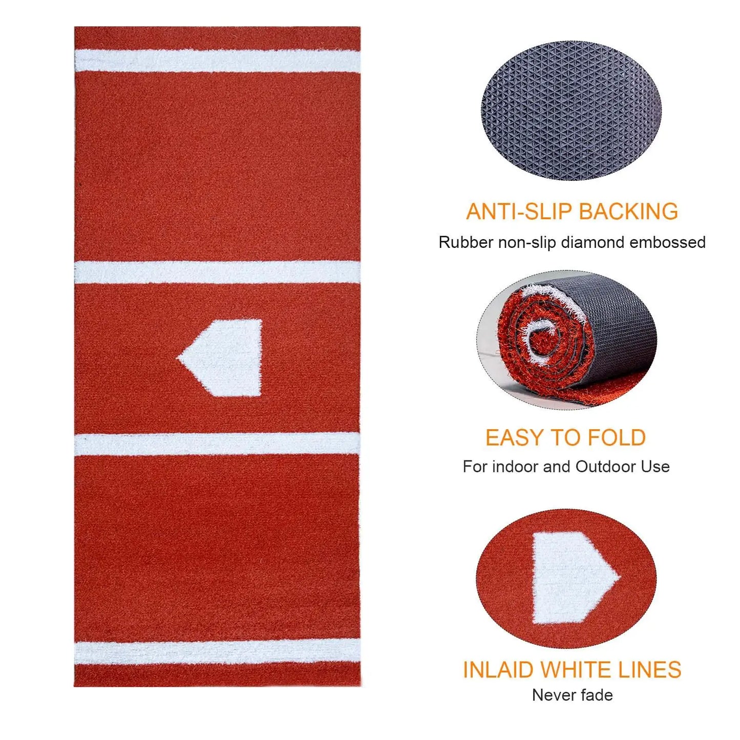 Portable 10x3.8ft Baseball Softball Batting Mat with Home Plate Non-slip Rubber Bottom Indoor/Outdoor