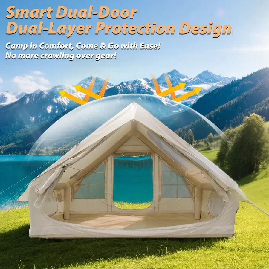 Large Inflatable Camping Tent with Stove Jack Instant Waterproof Blow Up Air Glamping Tent with Skylight for Family 46 Person 4
