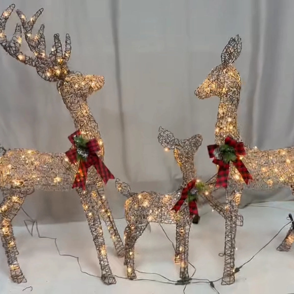 Giant 3D LED Reindeer Family Christmas Yard Display