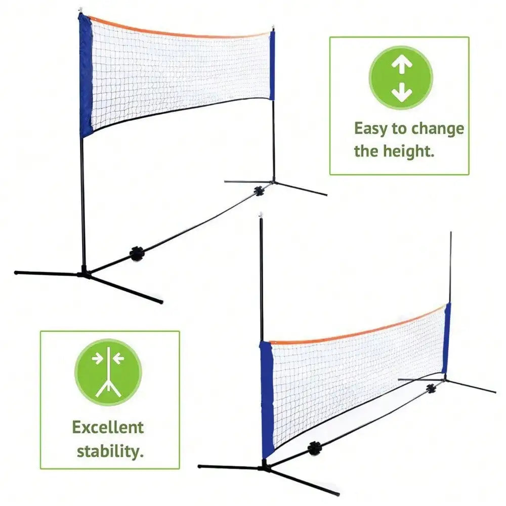 10x5FT Portable Adjustable Badminton Volleyball Tennis Net Set W/Carry Case Blue