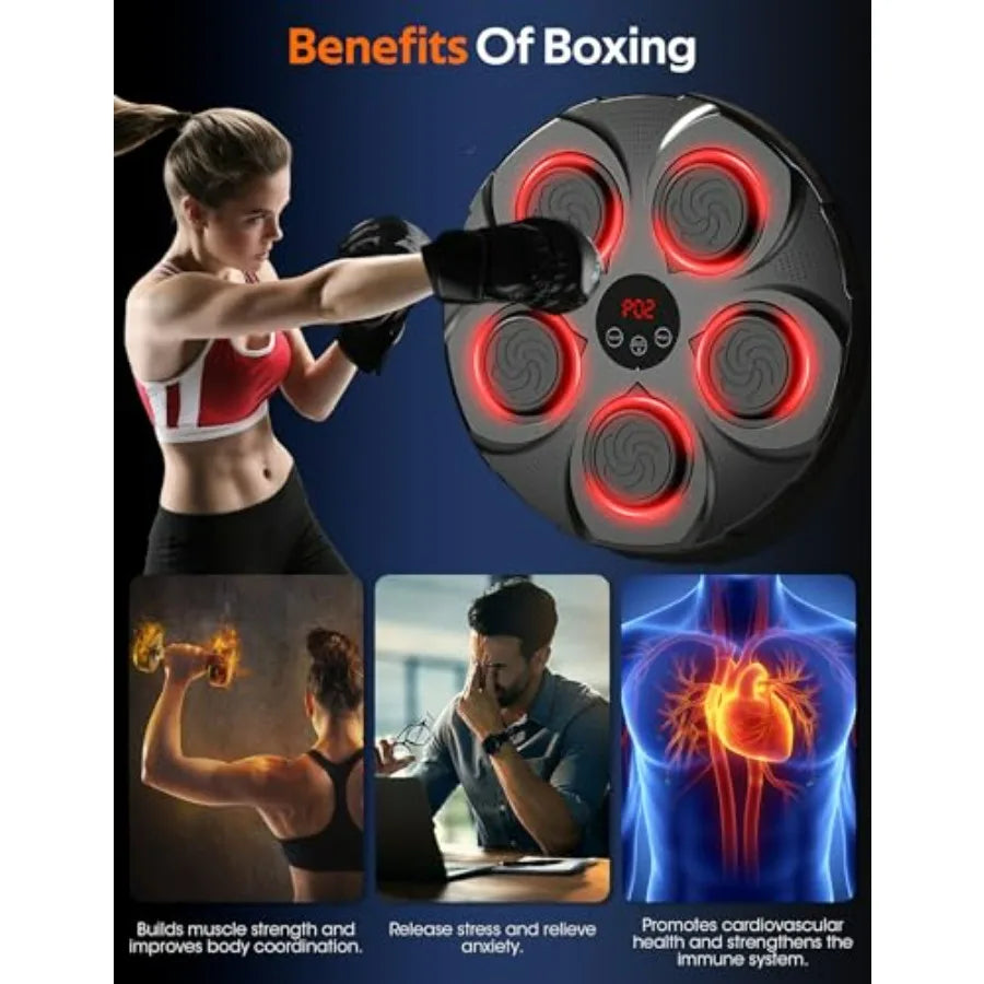 Wall Mounted Music Boxing Machine for Adults 2025 New Bluetooth Music Punching Machine with Gloves 9 Modes 9 Speed Boxing Equip