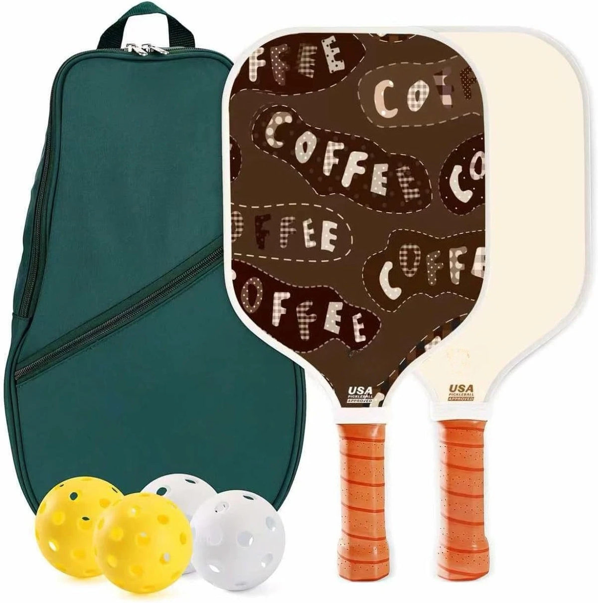 Set of 2 Fiberglass Pickleball Paddles With 4 Indoor Outdoor Pickleball Balls And Portable Travel Carry Bag Lightweight Durable Rackets For Beginners Men Women Indoor Court Backyard Outdoor Sports Training Game