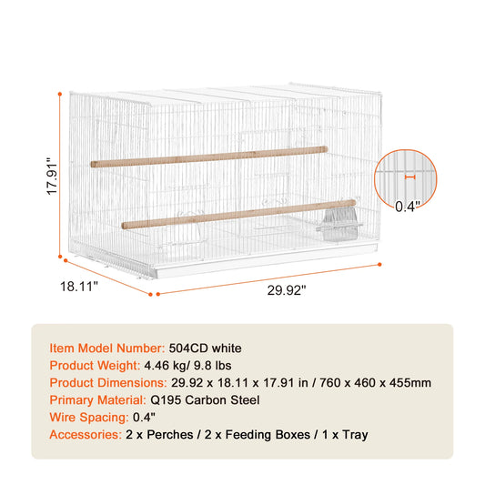 SucceBuy 30In Flight Bird Cage Stackable Divided Small Animal Cage for Kinds of Birds Pet Travel Birdcage with Handle and Perche