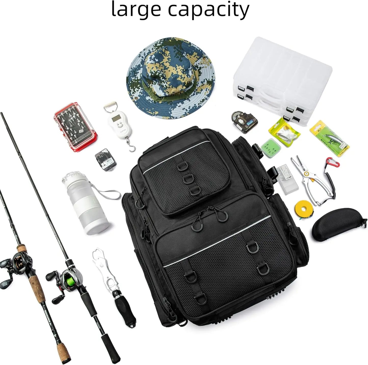 Fishing Backpack,Tackle Bag ,with Tackle Boxes. Large Fishing Bag, Strong Materials