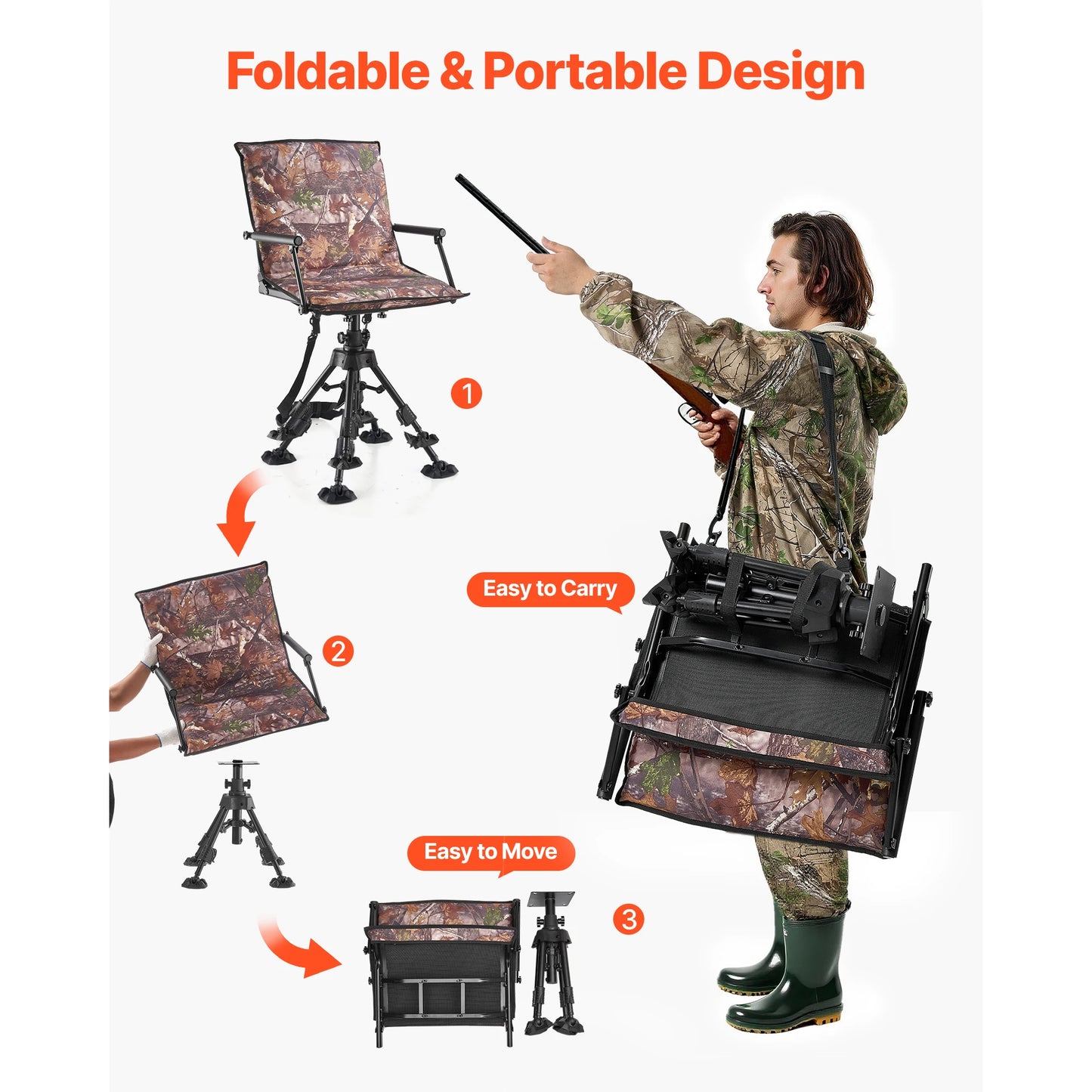 360 Degree Silent Swivel Blind Hunting Chair For Camping