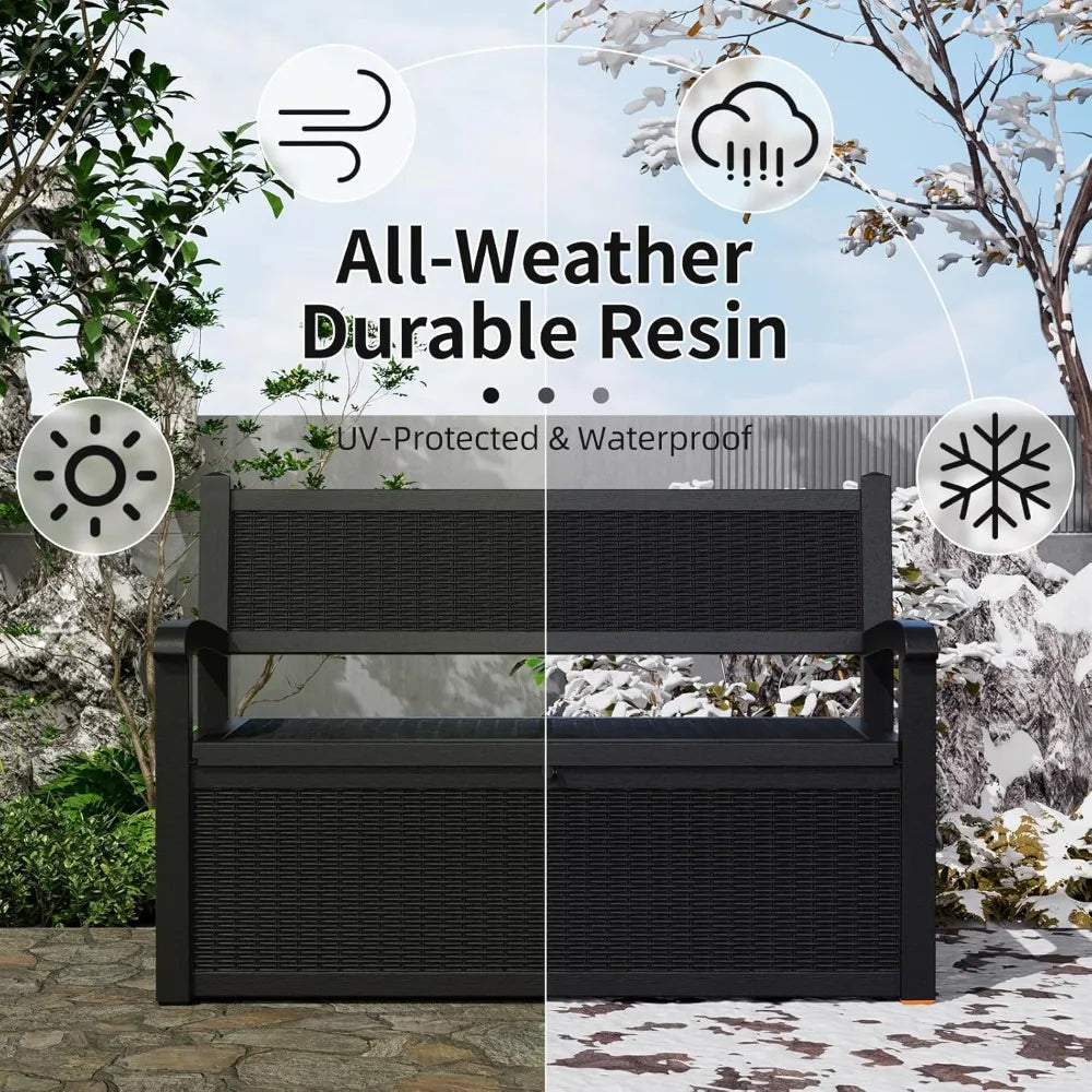 Outdoor Waterproof Lockable Storage Bench Deck Box For Patio