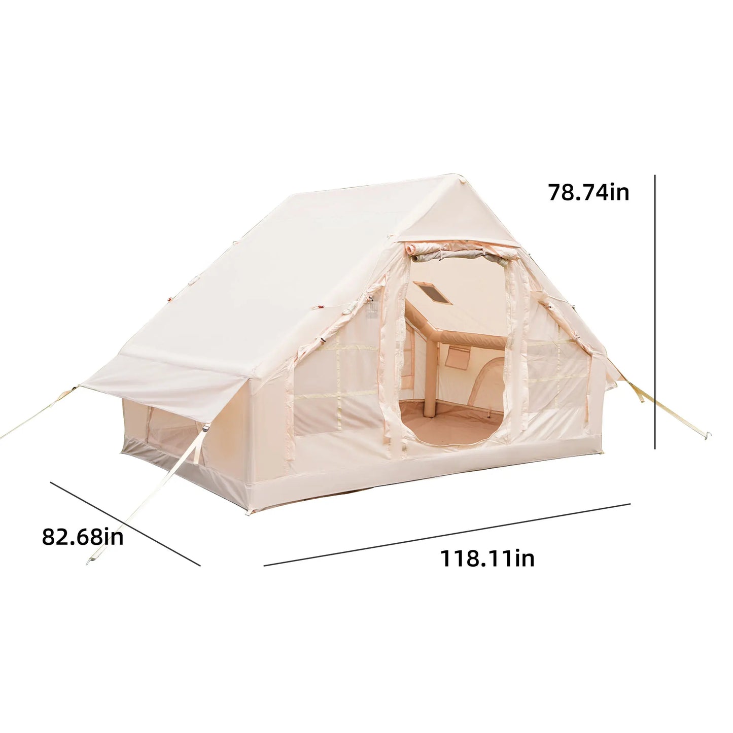 Inflatable Camping Tent With Chimney Window For Glamping Waterproof Windproof