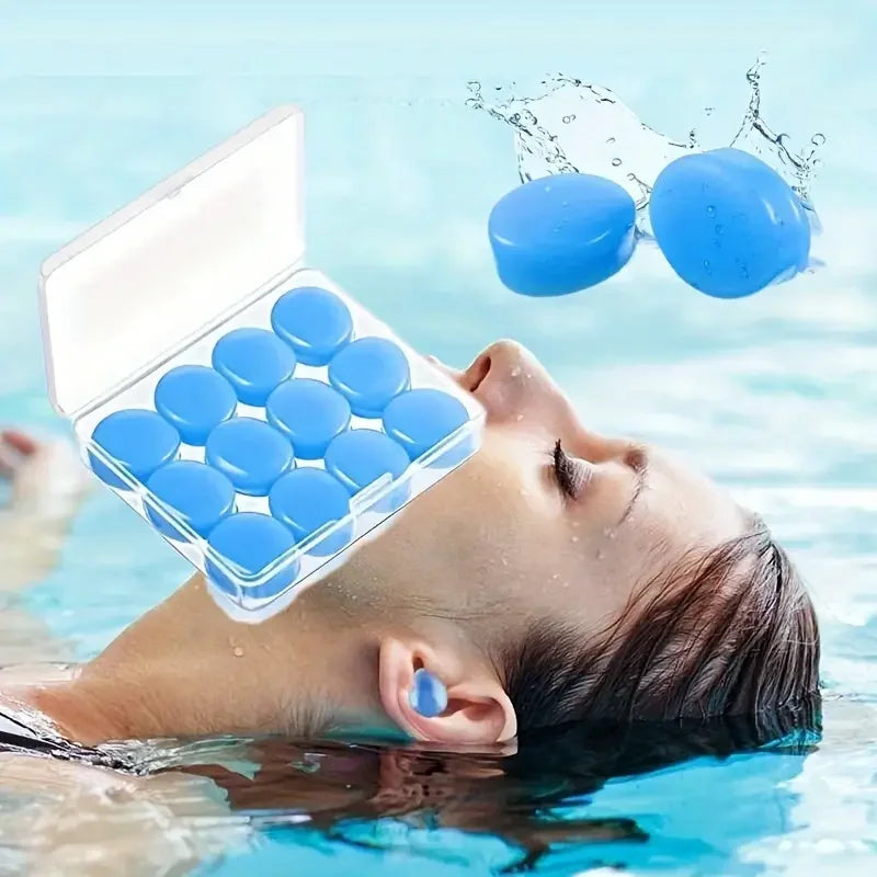 12 Pieces Silicone Reusable Sleep Ear Plugs - For Concerts, Swimming, Shooting, Snoring, Airplanes