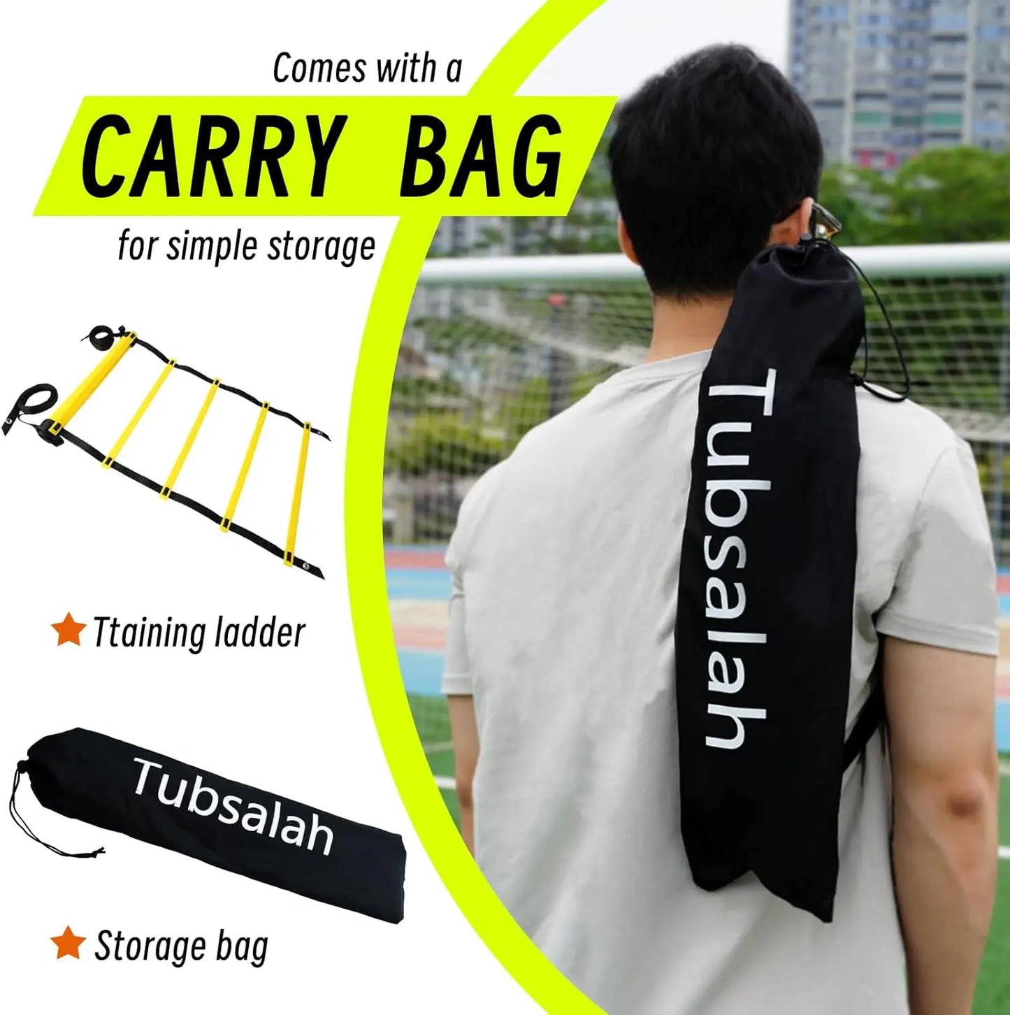 20ft Adjustable Agility Ladder with Carry Bag Training Equipment for Footwork Drills | Football Training Equipment & Speed Ladde