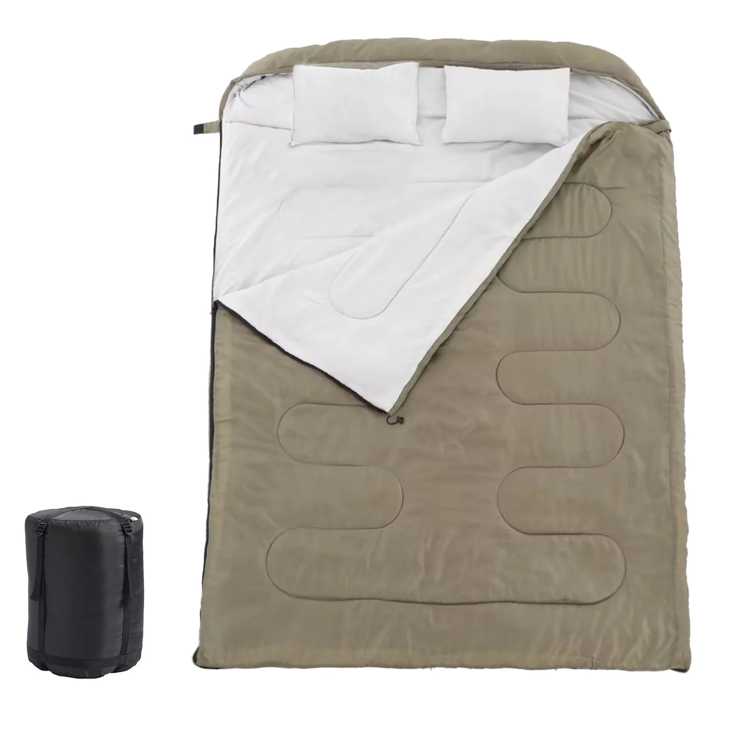 Three Season Portable Double Sleeping Bag For Adults With Pillow