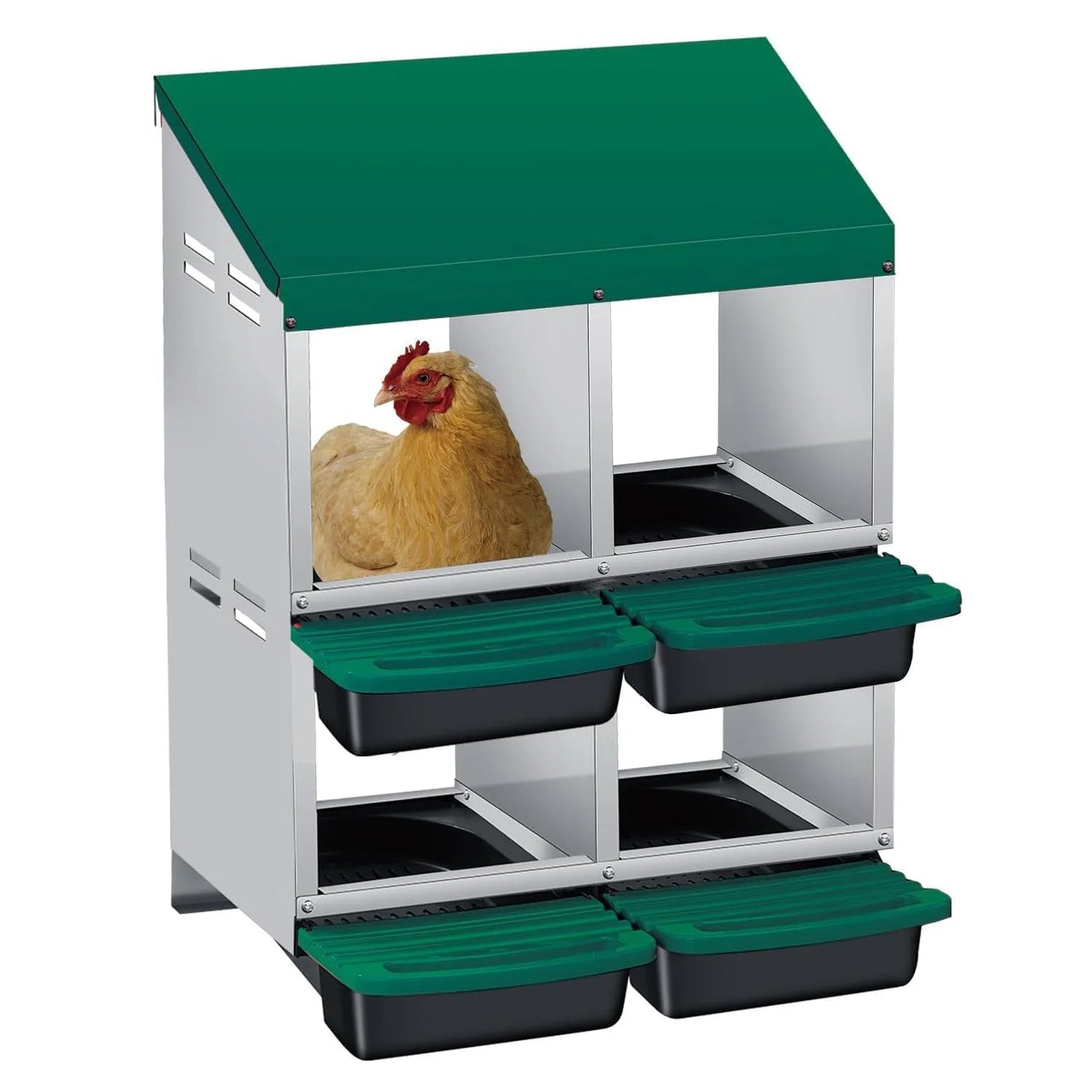 TWISTER.CK Metal Chicken Nesting Box With Automatic Roll Out Egg Collection