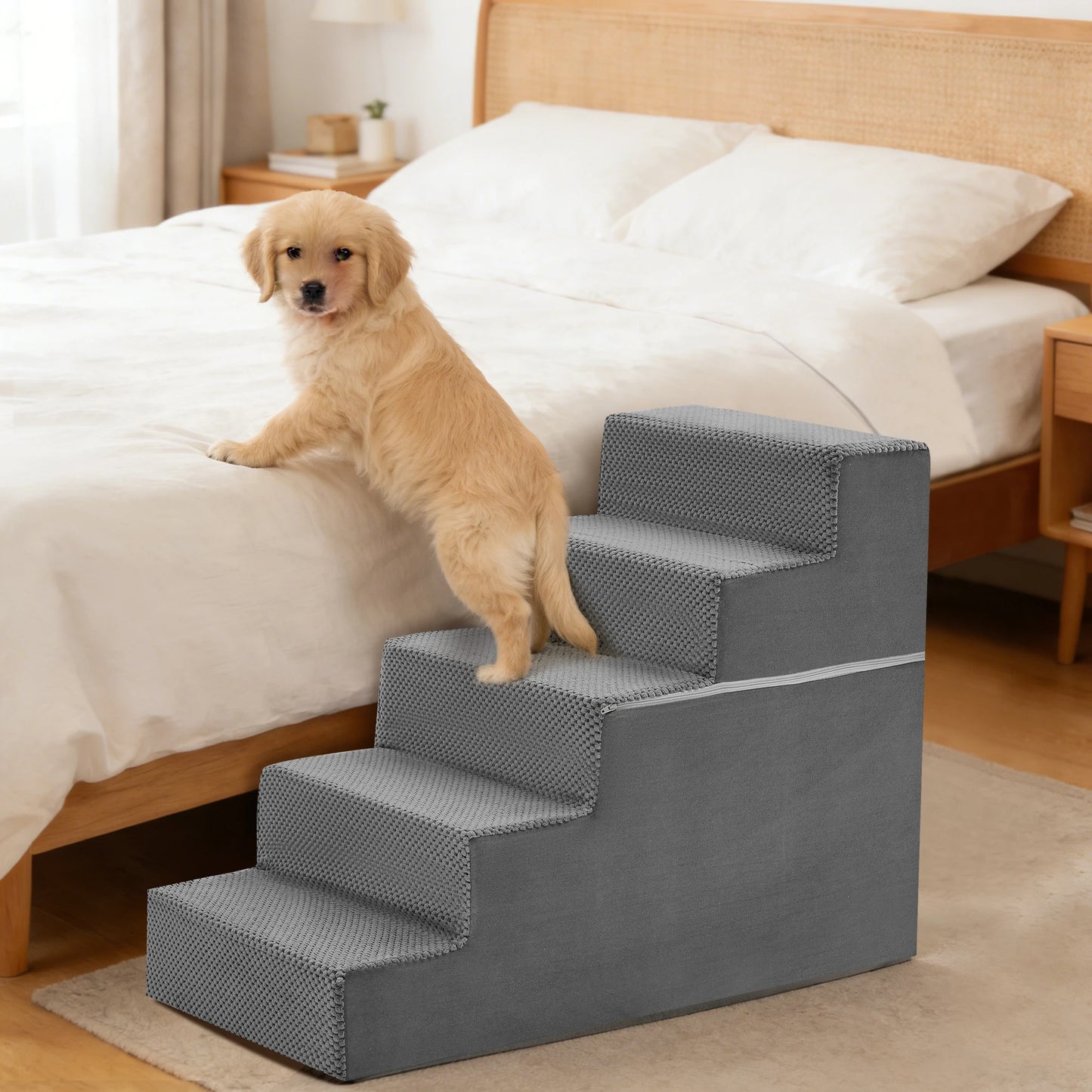 3 To 5 Steps Right Angled Foam Dog Stairs Indoor Non Slip Ramp
