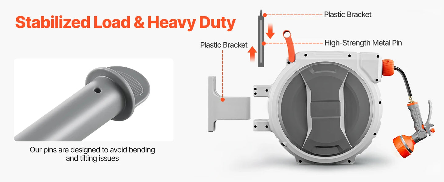 SucceBuy Retractable Garden Hose Reel With 9 Pattern Nozzle