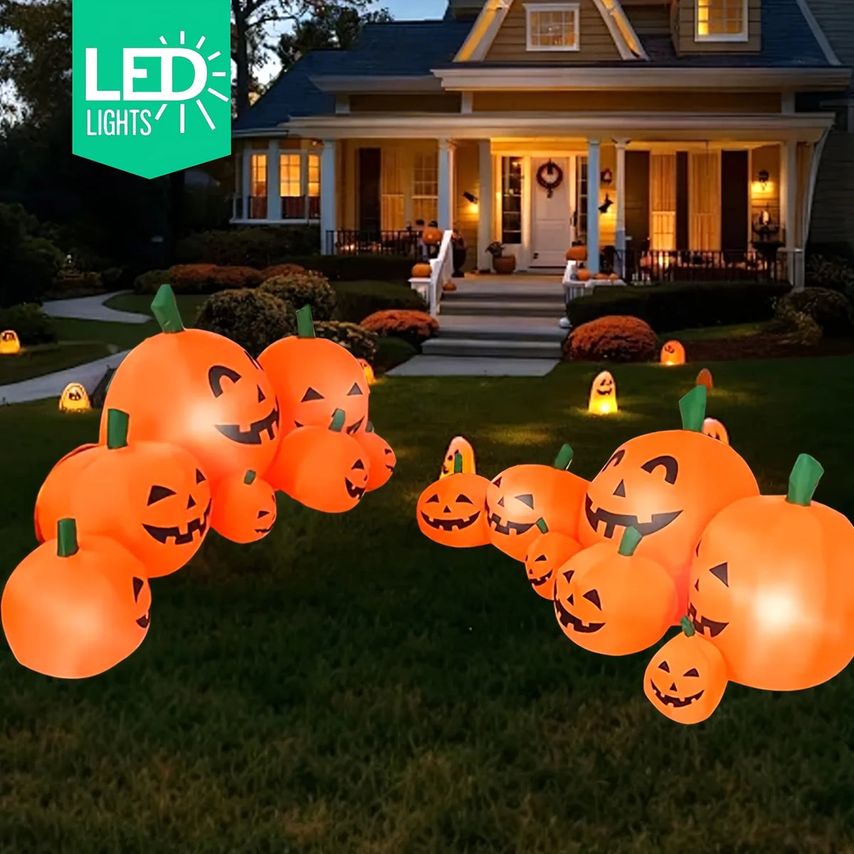 Halloween Inflatable Pumpkin Patch Decoration With Bright LED Lights