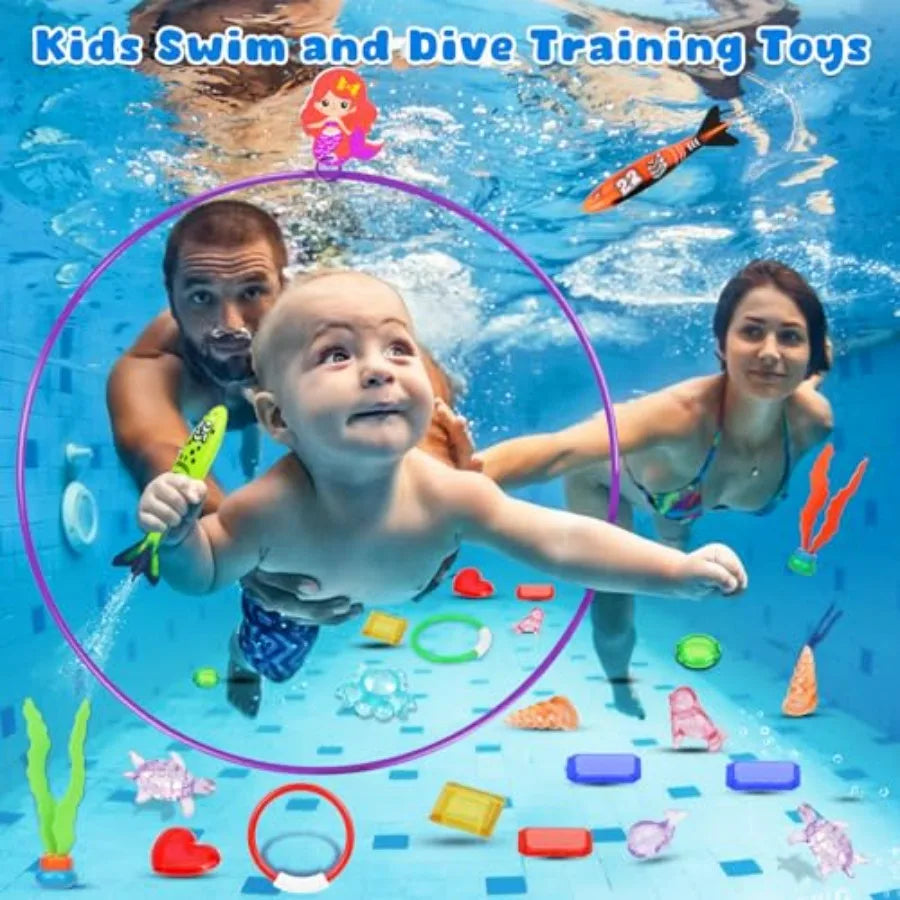 Pool Toys Diving Rings for 31 PCS Underwater Swim Rings and Diving Game Set Fun Pool Game Backyard Summer Water Toys for Birthd
