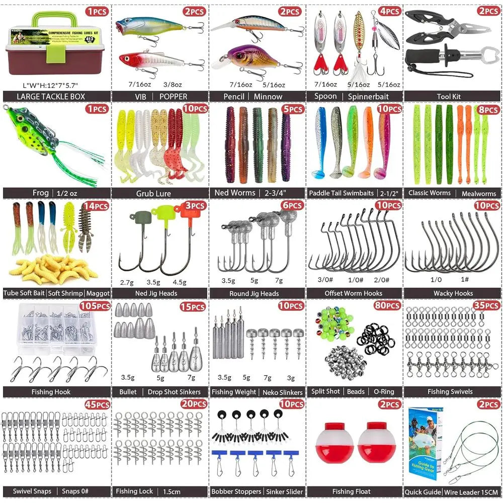 Complete Bass Fishing Kit for Freshwater with Topwater Lures, Swimbaits, Frogs & Accessories - Ideal Gift for Men