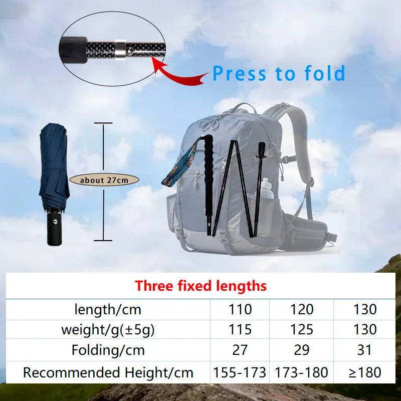 OKHEALING Ultra Lightweight Foldable Carbon Fiber Trekking Poles