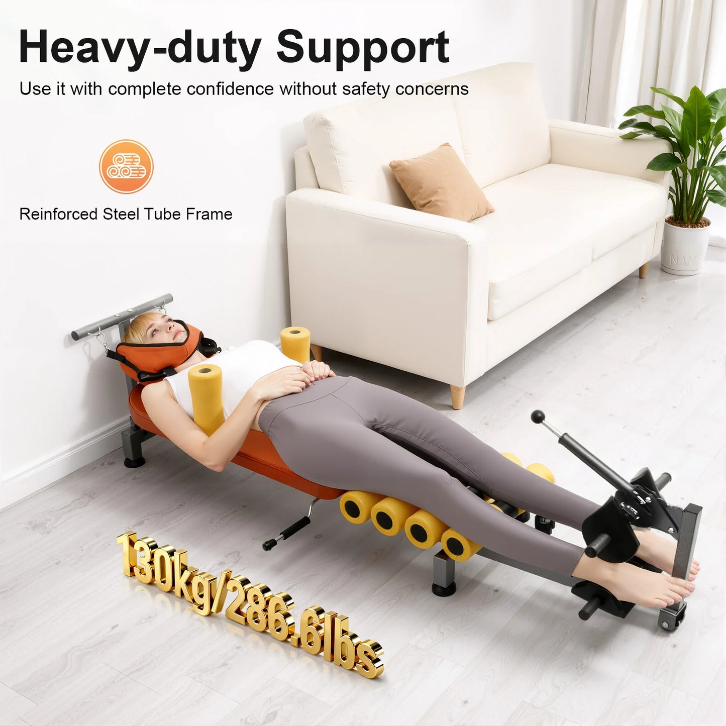 Adjustable Back Stretch Bench For Neck And Spinal Decompression 130kg Capacity