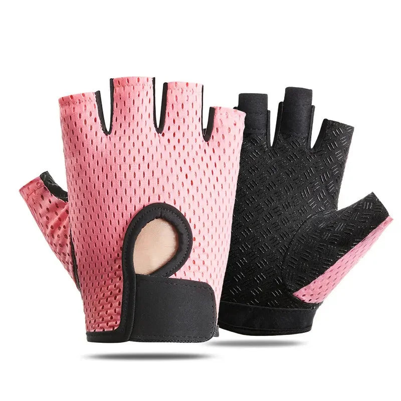 Summer Half Finger Gloves Ice Silk Breathable Gym Fitness Women Men Anti-Slip Pad Cycling Fingerless Gloves Bicycle
