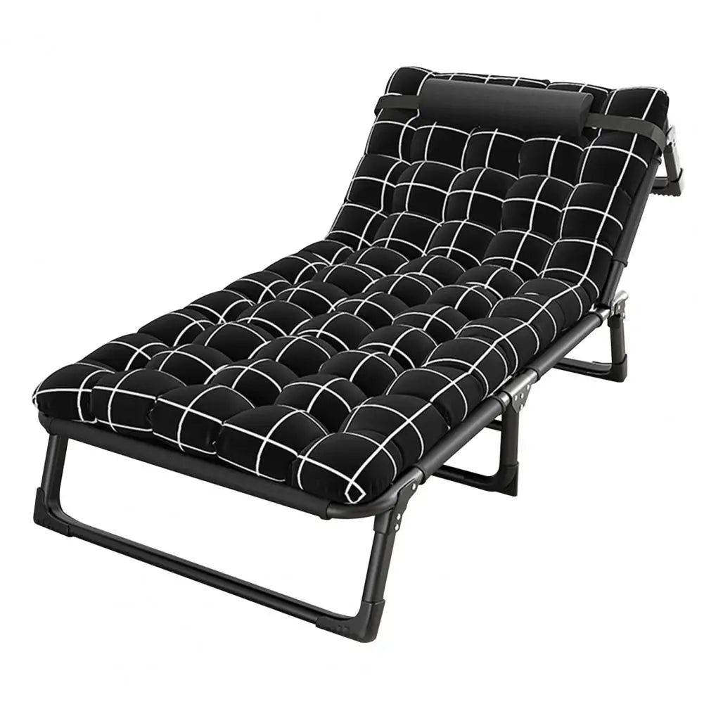 Camping Cot Adjustable Reclining Folding Chaise With Pillow