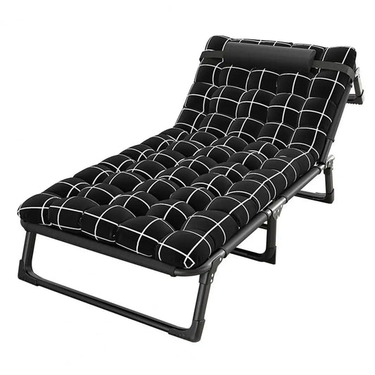Camping Cot Adjustable Reclining Folding Chaise With Pillow