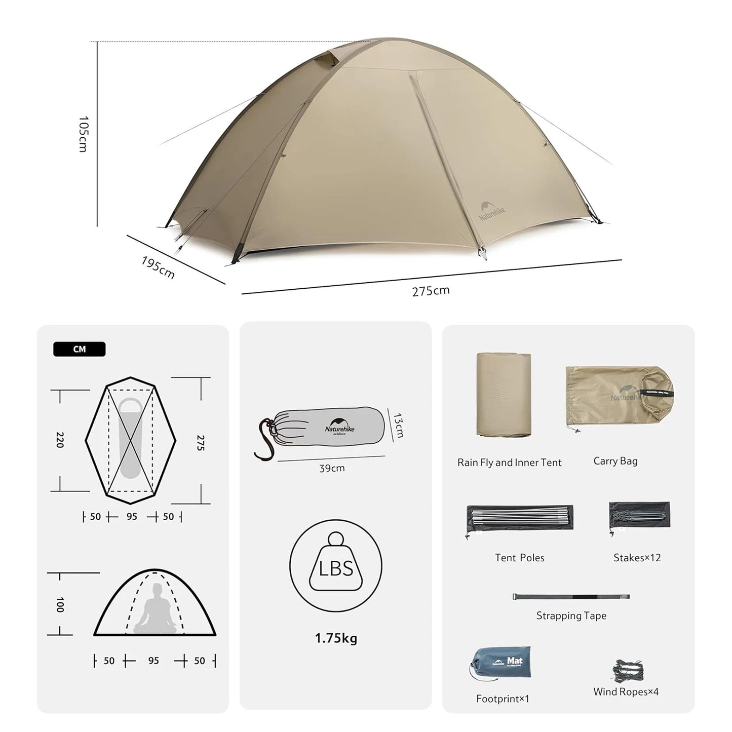 Naturehike Giling PRO 4-Season Dome Tent for Hiking