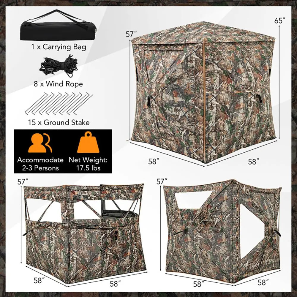 Detachable Hunting Blind With Skylight And 360 Degree View
