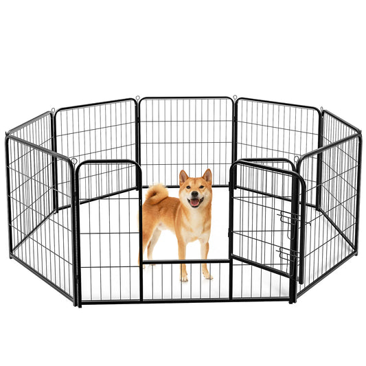 JHK Metal 8 Panel Dog Playpen Fence For Outdoor Use