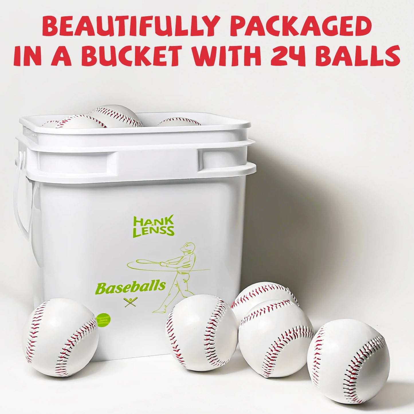 Baseball Training Balls Bucket Pack, 24 Count, Leather Covered