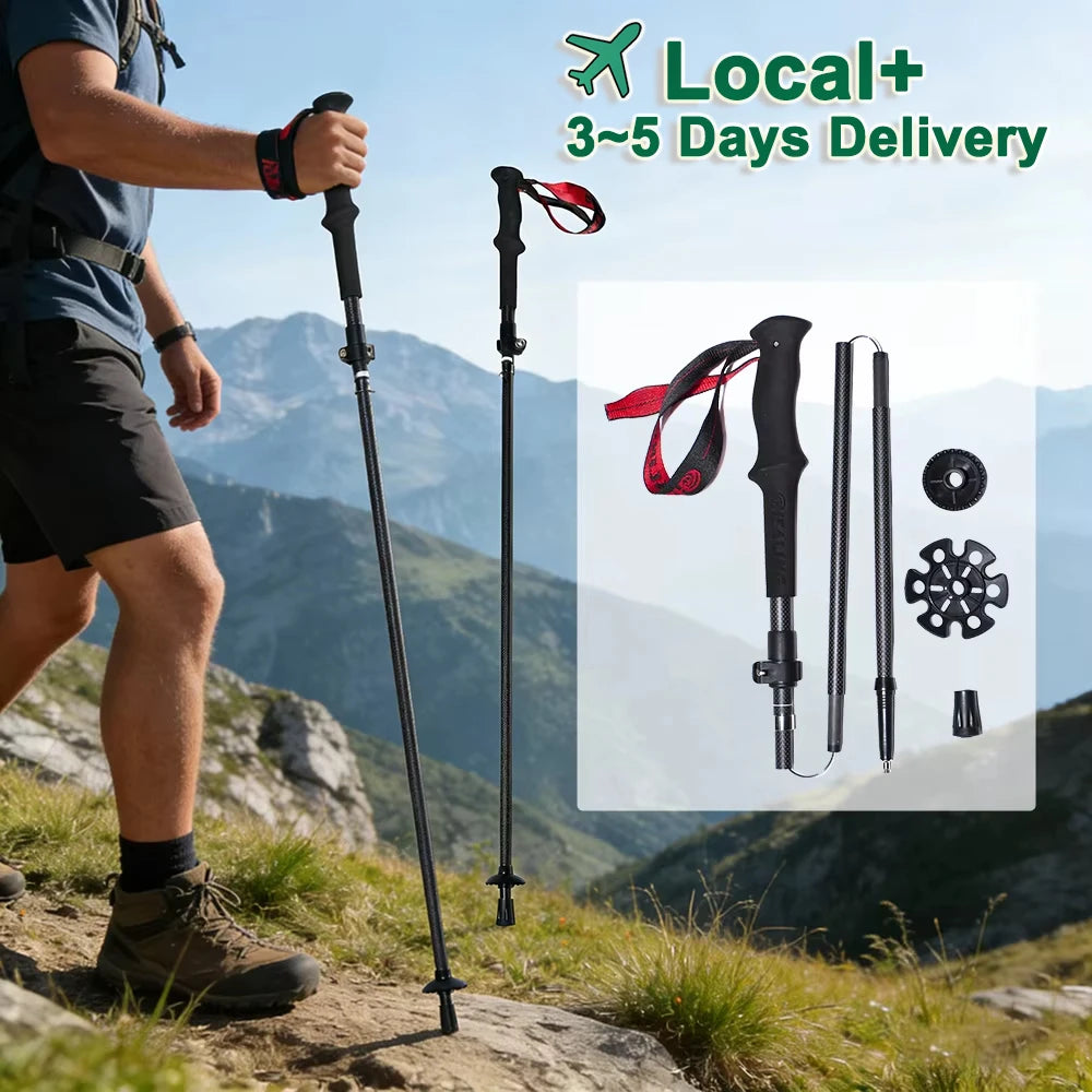 Okhaling Folding Carbon Fiber Trekking Poles For Outdoor Hiking