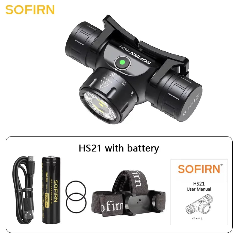Sofirn HS21 Headlamp 2000lm SFT40 USB C Rechargeable Outdoor Light