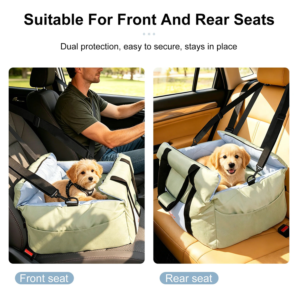 BORWART Portable Dog Car Seat Booster With Safety Belt