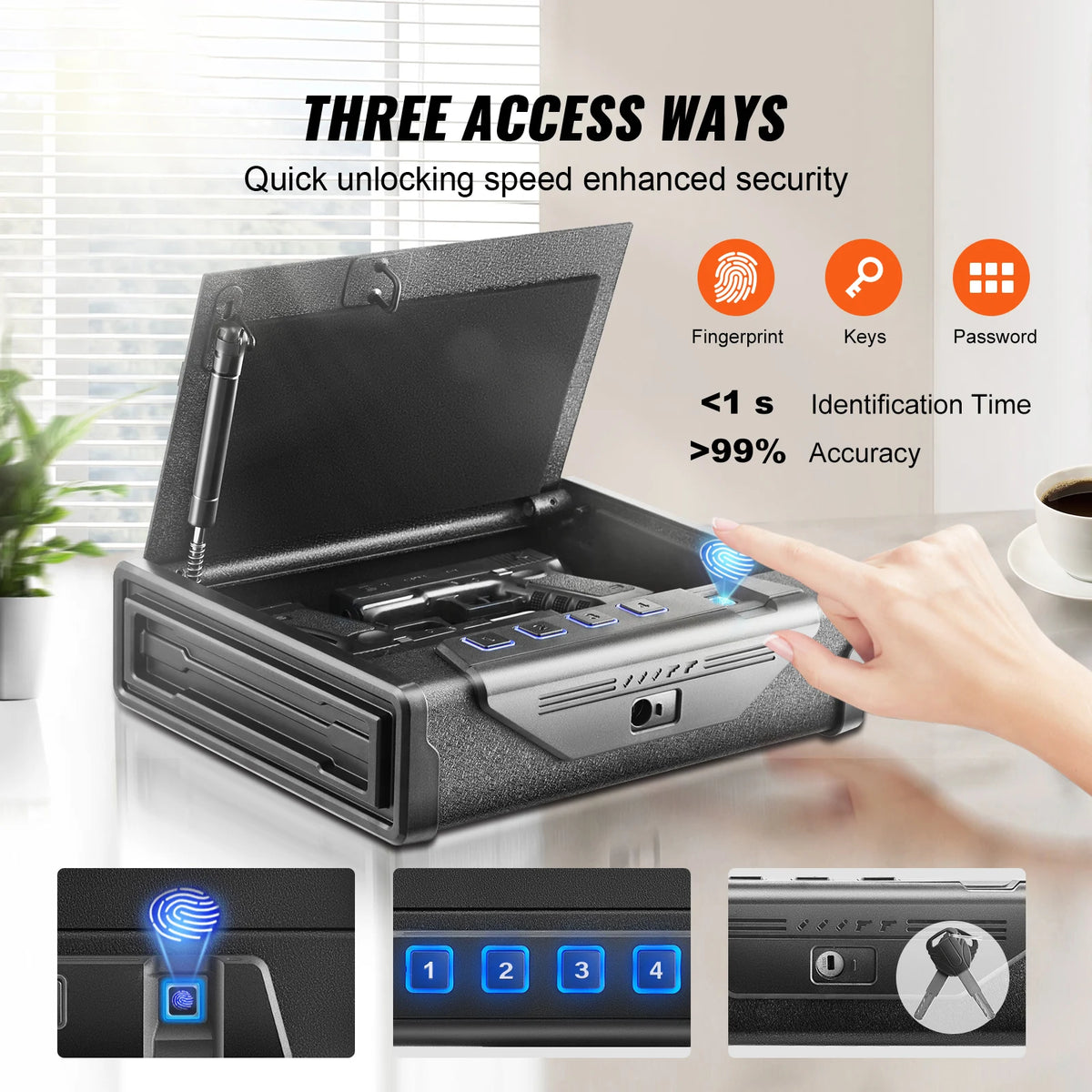 SucceBuy Biometric Pistol Safe with Quick Access and Silent Mode