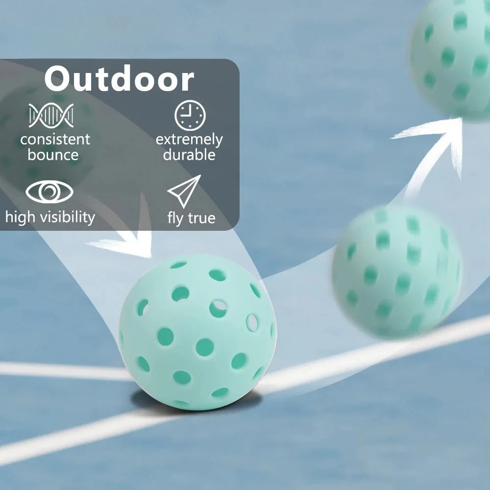 Joysent Durable Outdoor Pickleball Balls 40 Holes 74mm Training Paddle Ball TPE Plastic Competition Practice Light Blue