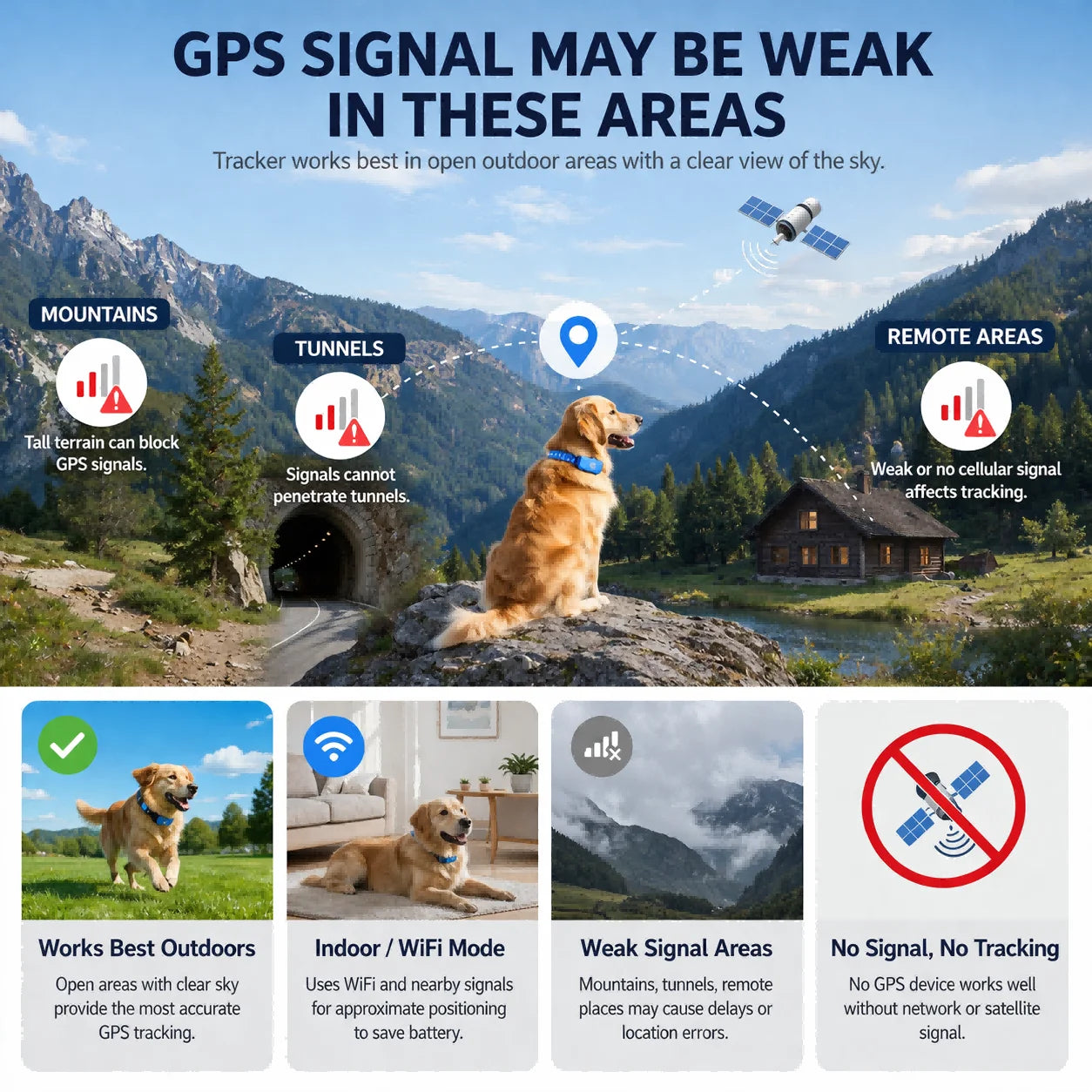 WANWAYTECH GPS Pet Tracker 4G Real Time Tracking IP67 Waterproof