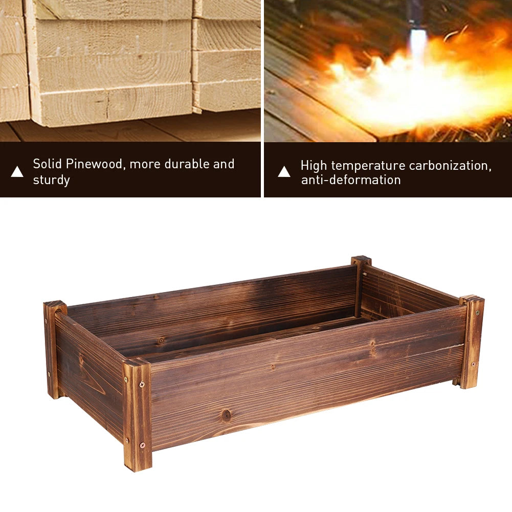 Pine Wood Garden Planter Box Raised Bed for Outdoor and Indoor Plants