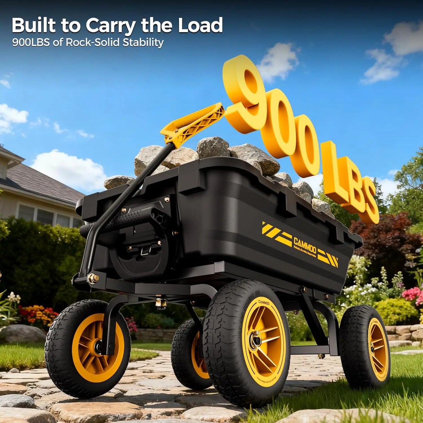 No-Flat Tires Heavy-Duty Garden Dump Cart With Quick-Release Dump