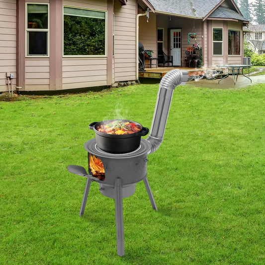 Indoor Outdoor Multifunction Wood Burning Stove,Portable Camping Wood Stove,for heating,barbecuing, frying, deep-frying