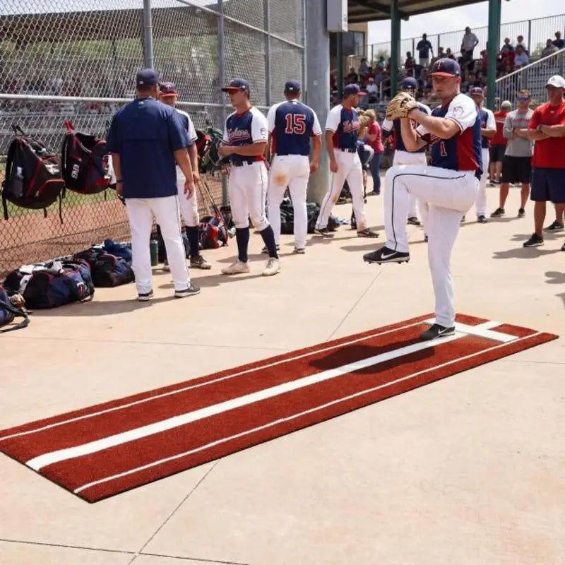 Softball Pitching Mat 10 x 3 Feet Softball Training Aid-Red